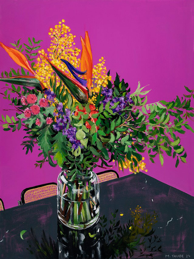 Michelle Taube, Small Purple Flowers, Oil on Canvas